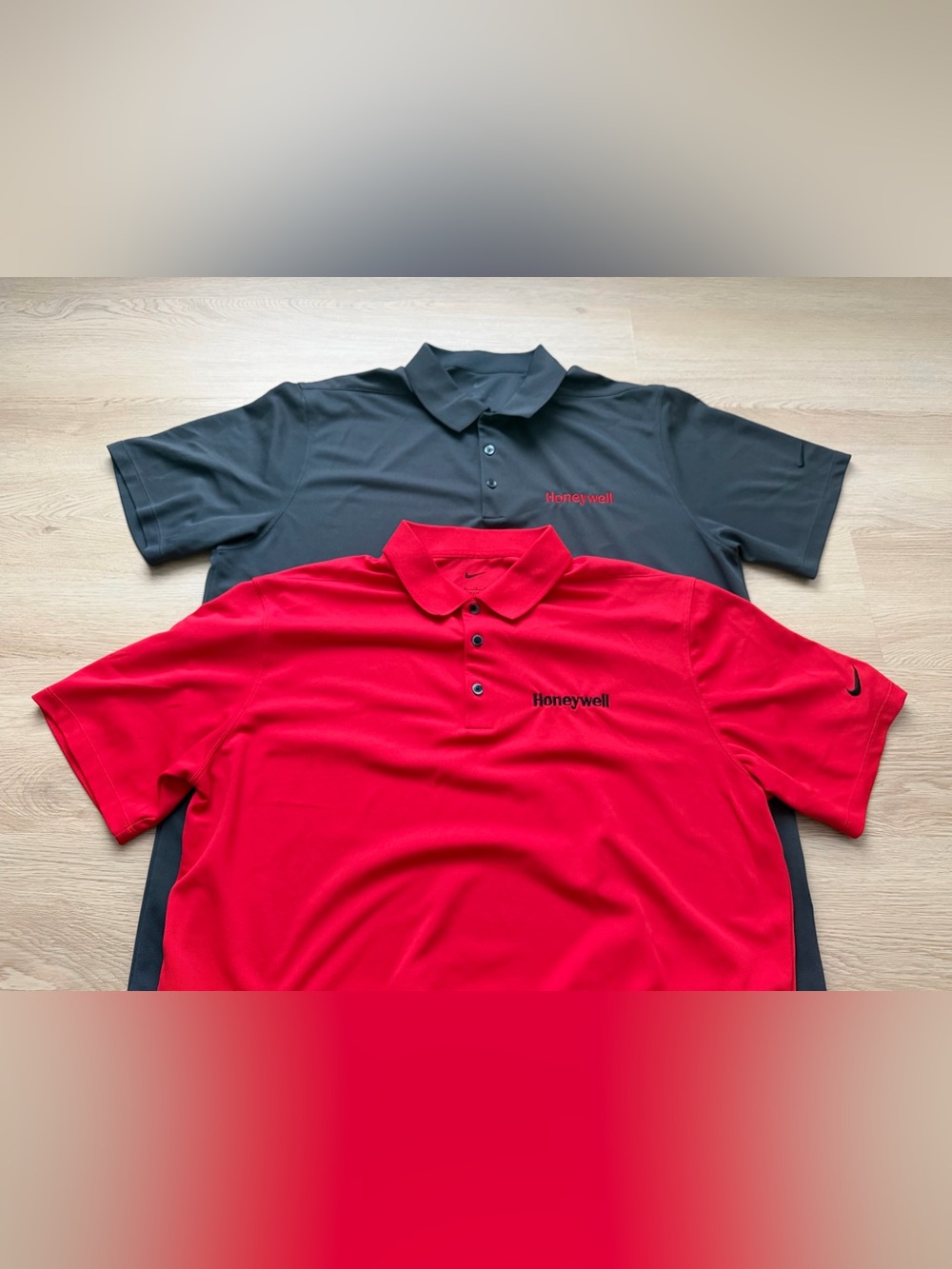 Nike Golf Short Sleeve Honeywell Red Gray Polo Golf Shirt Men’s Size XL Lot Of 2